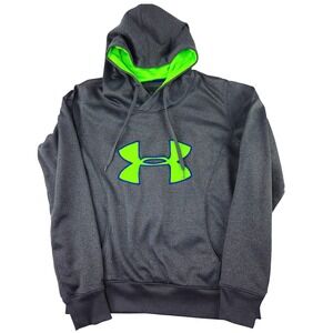 Under Armour Hoodie Mens Medium Gray ColdGear Semi Fitted Athletic Pullover